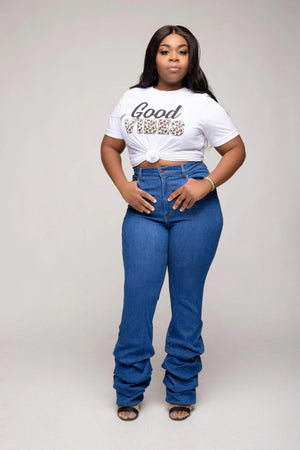 L.A. Fashion Plus Size Scrunched Denim Jeans